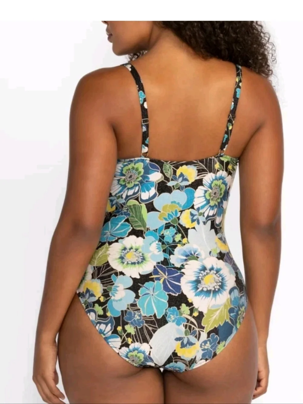 $198 JOHNNY WAS PLUS SZ 3X JENN RUCHED ONE PIECE SWIMSUIT GLITTERY Slimming! NWT